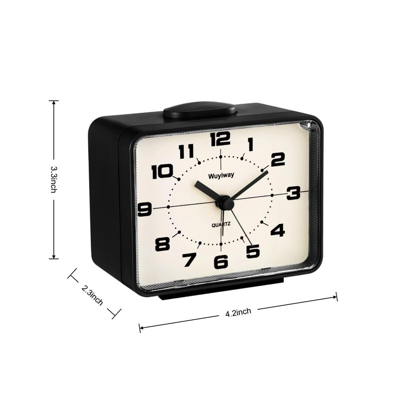 Wuyiway Retro Analog Alarm Clock,Battery Operated,4" Vintage Decor for Bedroom,