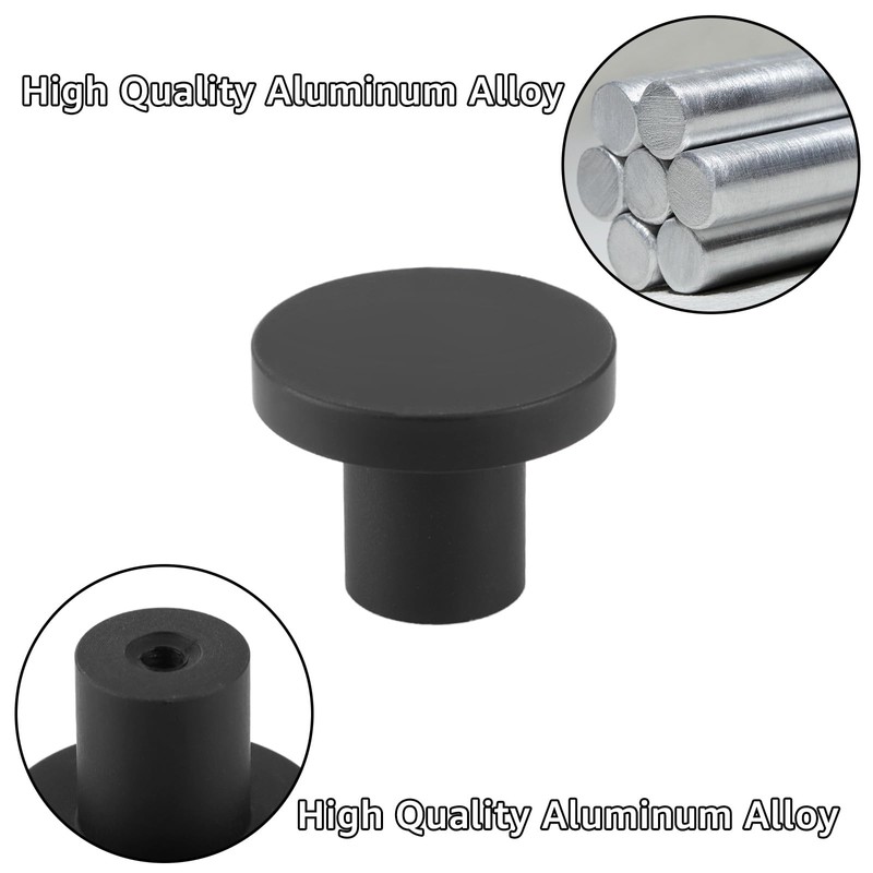 APACALI Pack of 20 Cabinet Knobs, Black, Aluminium Alloy Furniture