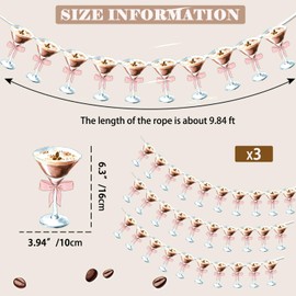 3 Rows Espresso Martini Party Banner, Tini Bar Themed Party Decoration Espresso Martini Garland Bachelorette Hanging Decor Martini Themed Birthday Party A Tini Bit Older Party Supplies (Pink)