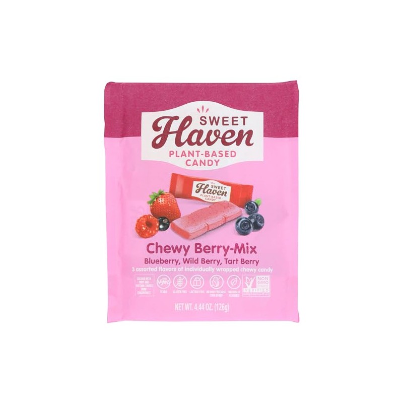 Sweet Haven Plant-Based Candy, Chewy Berry-Mix, Naturally Flavored, Vegan Friendly,