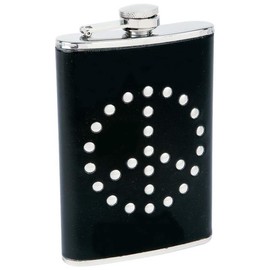 Maxam St Peace Hip Flask Drinkware, 8 oz, Black