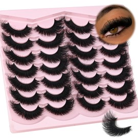 Faux Mink False Eyelashes - Soft Downy 3D Dramatic Volume Lashes, Thick Natural Look 14 Pairs Strip Lashes Reusable,by INSPEAUTY