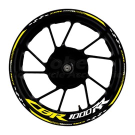 CBR 17 inch Wheel Rim Stickers Decals Tape Compatible with CBR1000RR 2004-2025 Motorcycle Reflective Rim Tapes Sticker Stripe(Yellow)