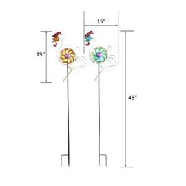 DUSVALLY Set of 2 Metal Garden Stake Decor, 48" Metal Colorful Cock Stakes, Yard Art Ornaments for Mom, Mothers Day Ideal Gifts, Outdoor Lawn Porch Pathway Patio Plant Pot Flower Bed