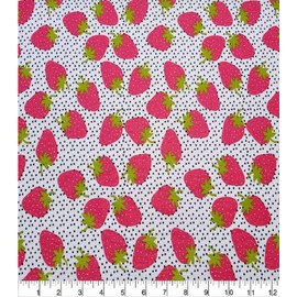 100% Cotton Fabric Sold by The Yard 1 Yard = 36 in. Length (Strawberries White)