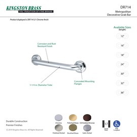 Kingston Brass DR714322 Designer Trimscape Metropolitan Decor 32-Inch Grab Bar with 1.25-Inch Outer Diameter, Polished Brass