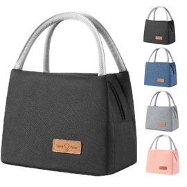 Insulated Lunch Bag, Flamingo Insulated Tote Bag Wide Open Insulated Cooler Bag Water-Resistant Thermal Leak-Proof Lunch Organizer for Adult Kids Outdoor Picnic Work (Black)