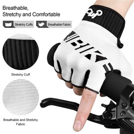 INBIKE Cycling Mountain Bike Gloves for Men Womens Road Bikes Cycle Padded Mens MTB Fingerless Bicycle Accessories Biking Gel Exercise Gym Half Finger White 2XL