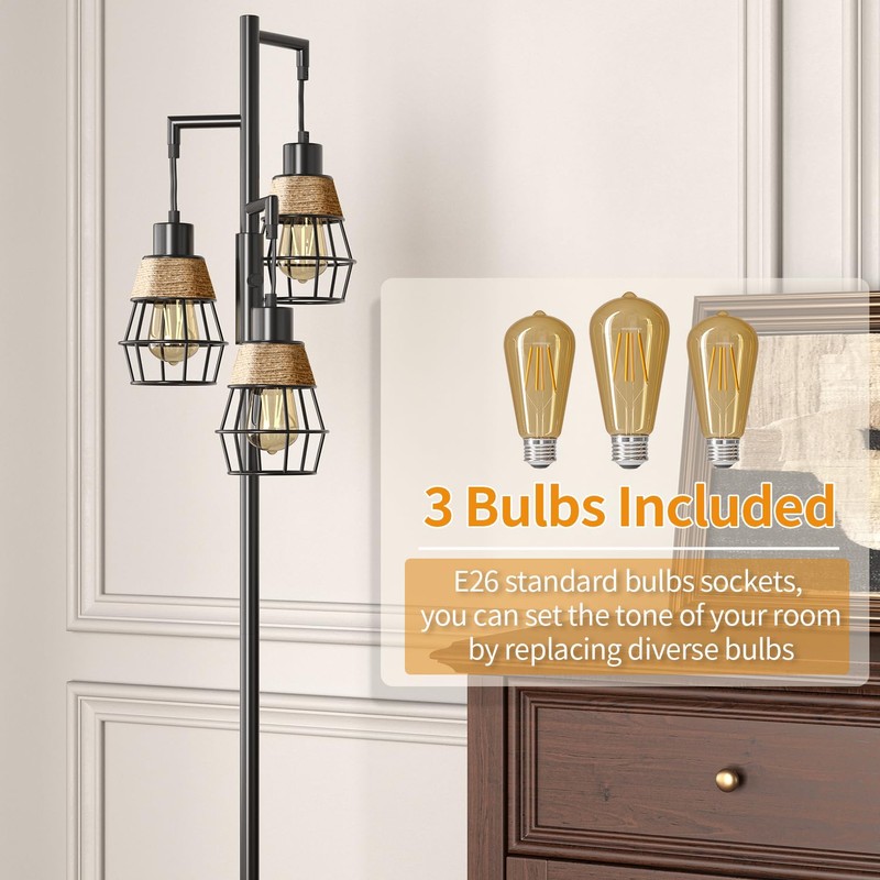 Oneach 68" Floor Lamps for Living Room, Stepless Dimmable Boho
