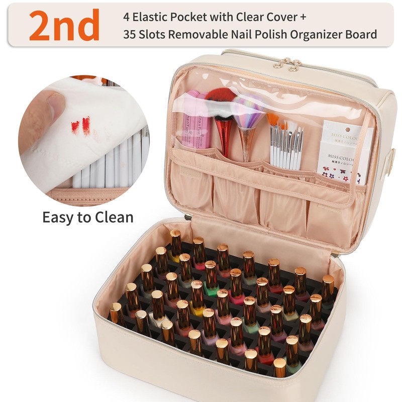 CUBETASTIC Nail Polish Organizer, Portable Nail Polish Storage Case Holds