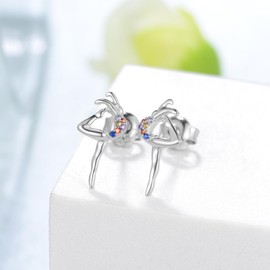 Daixiya Gymnastics Gifts 925 Sterling Silver Gymnastics Stud Earrings Gymnastics Jewelry Gifts for Gymnastics Players