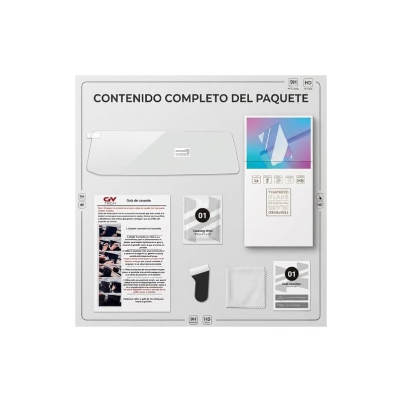 GV TECH Protector de pantalla de cristal templado compatible con