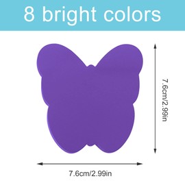 Sticky Notes, 560Sheets 8 Colors Butterfly Shape Self Sticky Notes Pad, Bright Post Stickies, Super Sticky Notes Pad, Colour Sticky Notes for Office Home School Meeting(76mmx76mm)