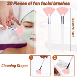 Suptizizkz-20 piezas de pinceles de abanico, pinceles aplicadores faciales, pinceles suaves para maquillaje, pinceles aplicadores de ácido, pinceles cosméticos de esteticista para cremas de barro, exf