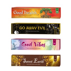 Soul Sticks Hand-Rolled Incense Sticks Variety 4 Pack | 100% Natural Masala Incense Organic Home Fragrance Agarbatti | 15 Grams Per Pack - 60 Grams Total (Positive Vibes)