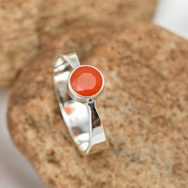 JEWELSTREZORO Karneol Edelstein Bandring Männer & Frauen Bandring Bandring 925 Sterling Silber Bandring Geschenkartikel Handarbeit TSR124E_75 (23.9)