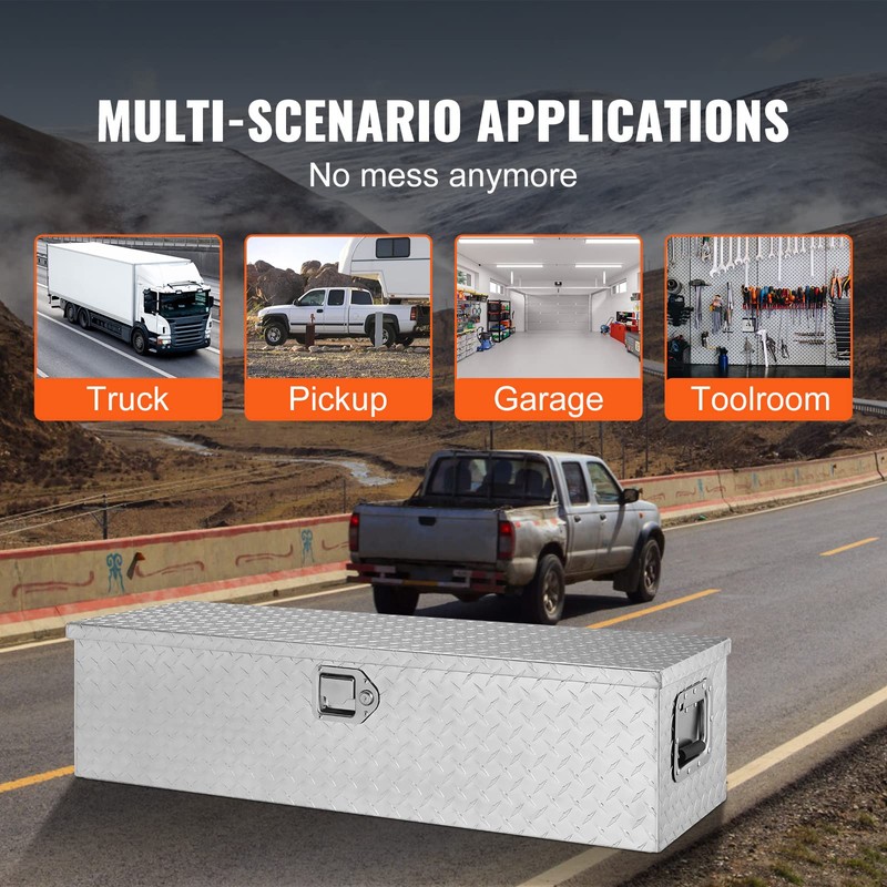 VEVOR Heavy Duty Aluminum Truck Bed Tool Box, Diamond Plate