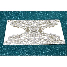 Laser Cut 24 Pieces Gold-Ivory-Silver Hollow Rose Invitation Cards With Printable Inner Sheet, Envelopes For Wedding, Quinceaneras, Baby Shower (Silver)