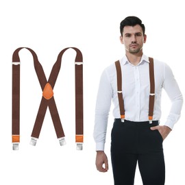 QCWQMYL Suspenders for Men Heavy Duty Big and Tall Clips Elastic Adjustable Straps Vintage X Back Formal Suspenders