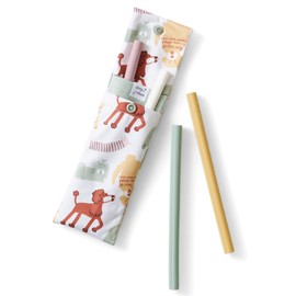 Esembly Sipper Set - Reusable Silicone Straws with Dual-Compartment Travel Pouch, Earth-Friendly, Easy to Clean, BPA Free - Off-Leash