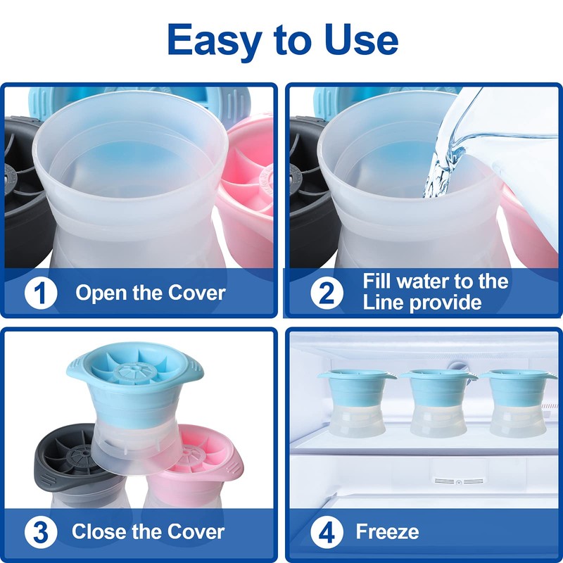 LINGLAN Sphere Ice Molds 2.5 Inches Large Ice Cube Trays