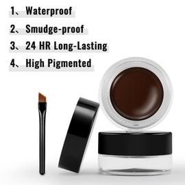 Erinde Braun Gel Eyeliner, Waterproof Long-Lasting Cream Eye Liner Gel, High-Intensity Pigments, Smudge-proof Eyeliner Makeup, Brown Eyeliner with 2 Eyeliner Brushes 04#