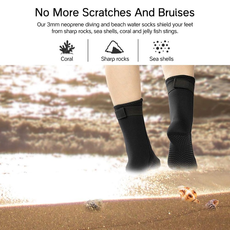 HINATAA 3mm Neoprene Wetsuit Socks,Thermal Wetsuit Socks, Quick-Drying Non-Slip Diving
