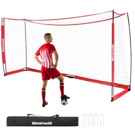Bearwill Soccer Goal, 12X6FT Soccer Net Easy Setup, Portable Soccer Goals for Backyard with Upgraded Collapsible Metal Base, Outdoor Indoor Soccer Goal Net for Practice with Carry Bag