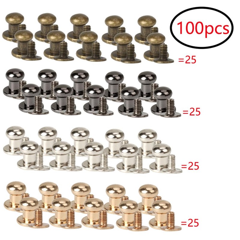 Dtoterul Leather Rivets Pack of 100 Button Rivets Solid Button