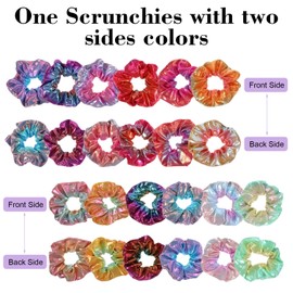 YUXIANLB 12Pcs Scrunchies for Women Metallic Tone Hair Bands Elastic Colorful Hair Ties for Ponytail Holder Cute Scrunchy Hairs Accessories for Gym Dance Party Club Thoughtful Present for Family
