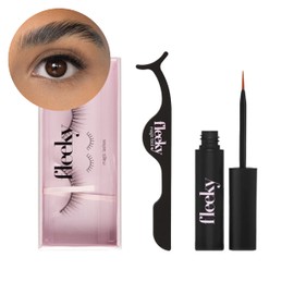 fleeky Magic Lashes - Vegan & Cruelty-Free Fake Lashes for Your Perfect Look on Fleek, Artificial Eyelashes for Gluing Made of Synthetic Hair (with Lashhelper and Glue, Dear)