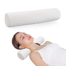 Cozyhealth Cervical Roll Pillow, Medium Soft Memory Foam Neck Round Pillow Cylinder Bolster Pillow for Sleeping, Round Neck Support for Bed, Legs, Back and Yoga (White, Medium - 3.9" H)