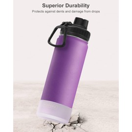 koodee Insulated Water Bottle, 22 oz Stainless Steel Double Wall Vacuum Wide Mouth Sport Bottle with Leakproof Spout Lid (Purple)