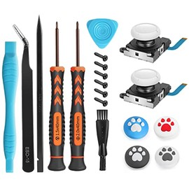 Joystick Replacement for Switch Lite â 19 in 1 OEM Analog Stick Thumbstick Parts Repair Tool Kit Accessories with Y00 Triwing Screwdriver, Thumb Grip Caps, Tweezers for JoyCon Joy Con Controller