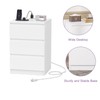 Rovaurx White Nightstand with 3 Drawers, End Side Table with