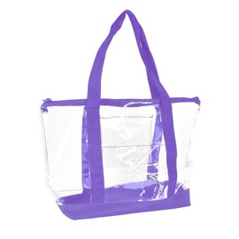 DALIX Clear Shopping Bag Security Work Tote Shoulder Bag Womens Handbag (Purple)