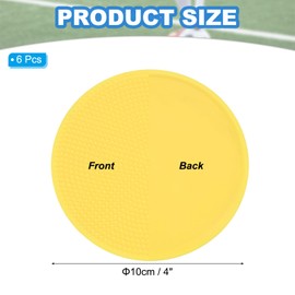 PATIKIL Spot Markers 4" 6pcs Non-Slip Floor Dot Agility Markers Flat Field Cone Poly Dot Gym PE Speed Training Dance Soccer Basketball Sports Yellow