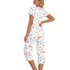 Lu's Chic Women's Cute Pajama Set Cotton Capri Loungewear Soft