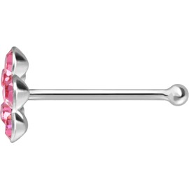 PIERCINGLINE 925 Sterling Silver Nose Piercing Crystal Flower Piercing Nose Stud Choice of Colours, Silver, Cubic Zirconia