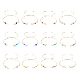 Bestewelry 12Pcs Braided Cord Bracelets Adjustable Slider Friendship Bracelets Boho Half Finished Rope Bracelets for Women Jewelry Making Party Favor