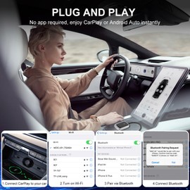 WODHMIEY Car Wireless Dongle, Android Auto and Carplays Adapter Plug and Play with Stable Connection, Compatible with Android Auto and Carplays, Quad Cores Chip, Lightweight Body (A19)