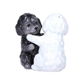 Hugging Maltese Puppy Magnetic Ceramic Salt and Pepper Shakers Set