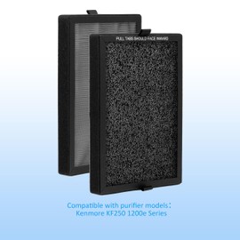 2 Packs KF250 H13 True HEPA Filter Replacement Compatible with Kenmore 1200e Series Air Purifier PM2010, for Rooms up to 1,500 Sq. Ft. 3-in 1 H13 True HEPA Filter