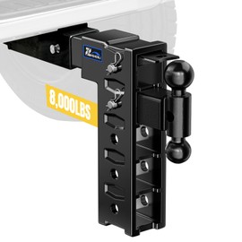 Adjustable Tow Hitch Fits 2.5" Receiver, Trailer Hitch with 12" Drop/Rise, Dual Ball Mount (2-5/16" & 2"), 8,000 lbs Towing Capacity, Drop Hitch for Trucks with Pintle Lock&Hitch Pin Lock