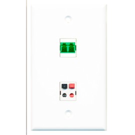 RiteAV - 1 Port Speaker 1 Port Fiber LC APC Duplex Wall Plate - Bracket Included
