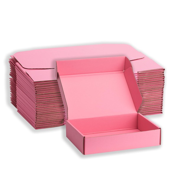 DUZCLI Small Shipping Boxes 9x6x2 Inches – Pink Corrugated Cardboard