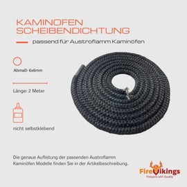 Austroflamm Stove Disc Seal 2 m Diameter 6 x 6 mm for Models: Clou Compact Pellet, Uno Back, Flok, Jini Xtra, Jini, Bono, Bono Xtra, Flok2.0