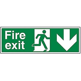 Fire Exit - Fire Exit Arrow Down - 300 X 100mm