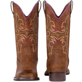 SheSole Ladies Western Square Toe Cowboy Boots For Women Wide Calf Cowgirl Boots US 9