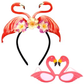 YSJCHEBS 1 x Flamingo Glasses and 1 x Flamingo Headband, Decorative Glasses, Funny Headwear, Party Headwear, Creative Headwear, Cosplay Accessories